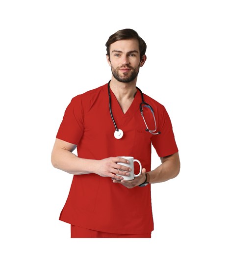 Nexage Basic Men's V Neck Scrub Top Maroon