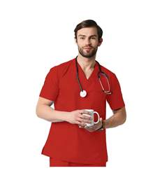 Nexage Basic Men's V Neck Scrub Top Maroon